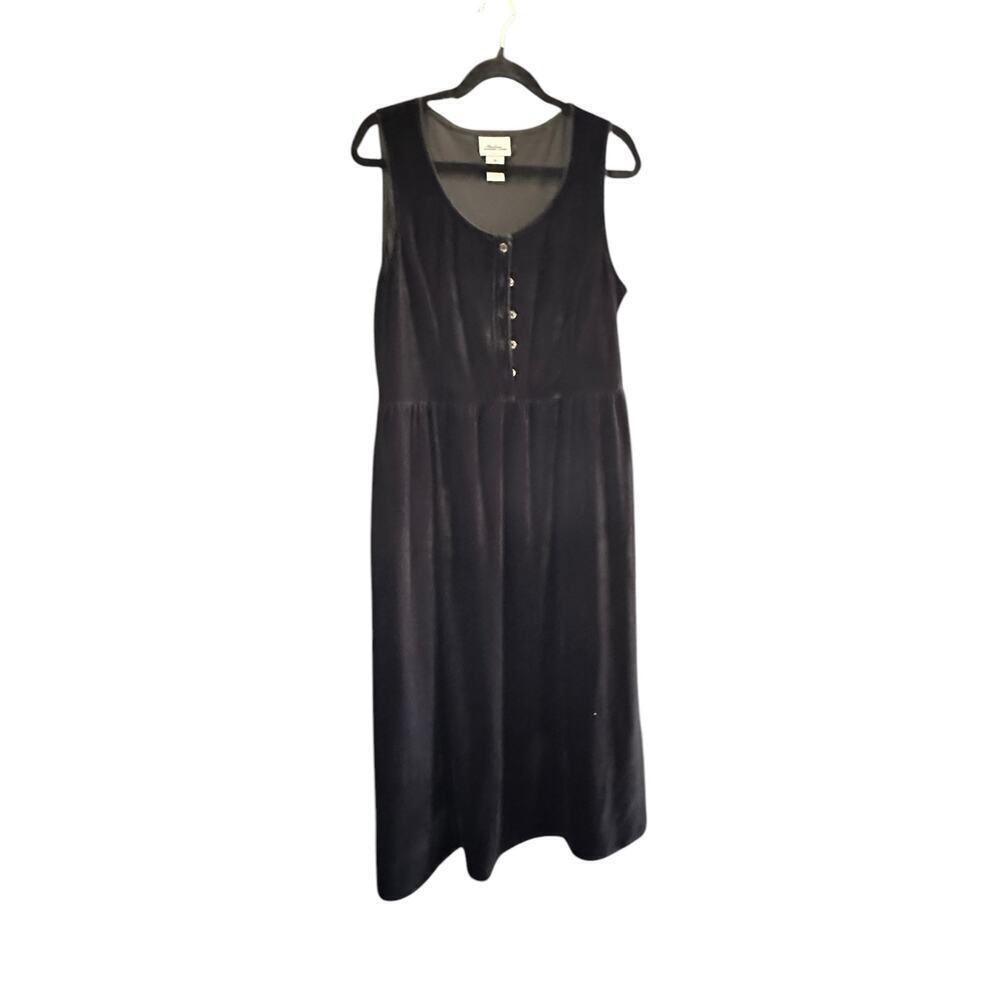 The Vermont Country Store Women's Black Velvet Sleeveless Maxi Dress Size Medium